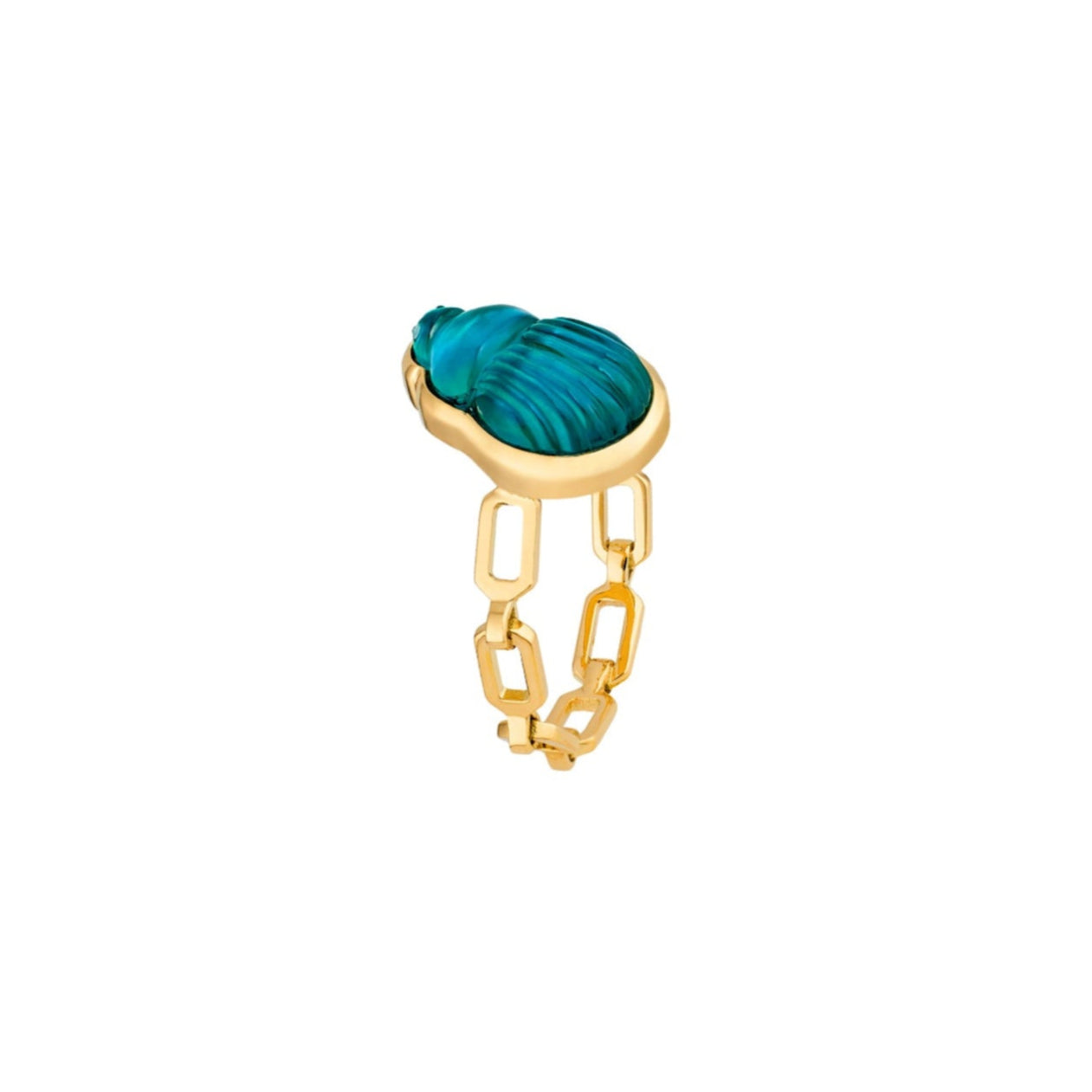 Green Chalcedony Giada Chain Ring