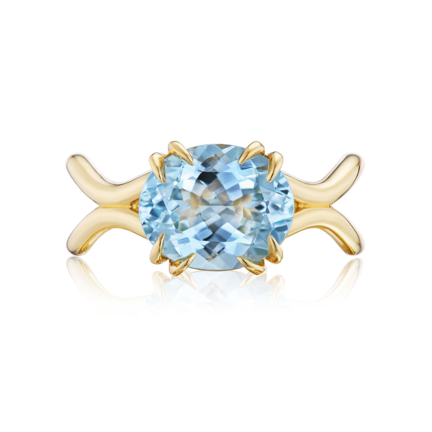 Aquamarine Curve Rose Ring