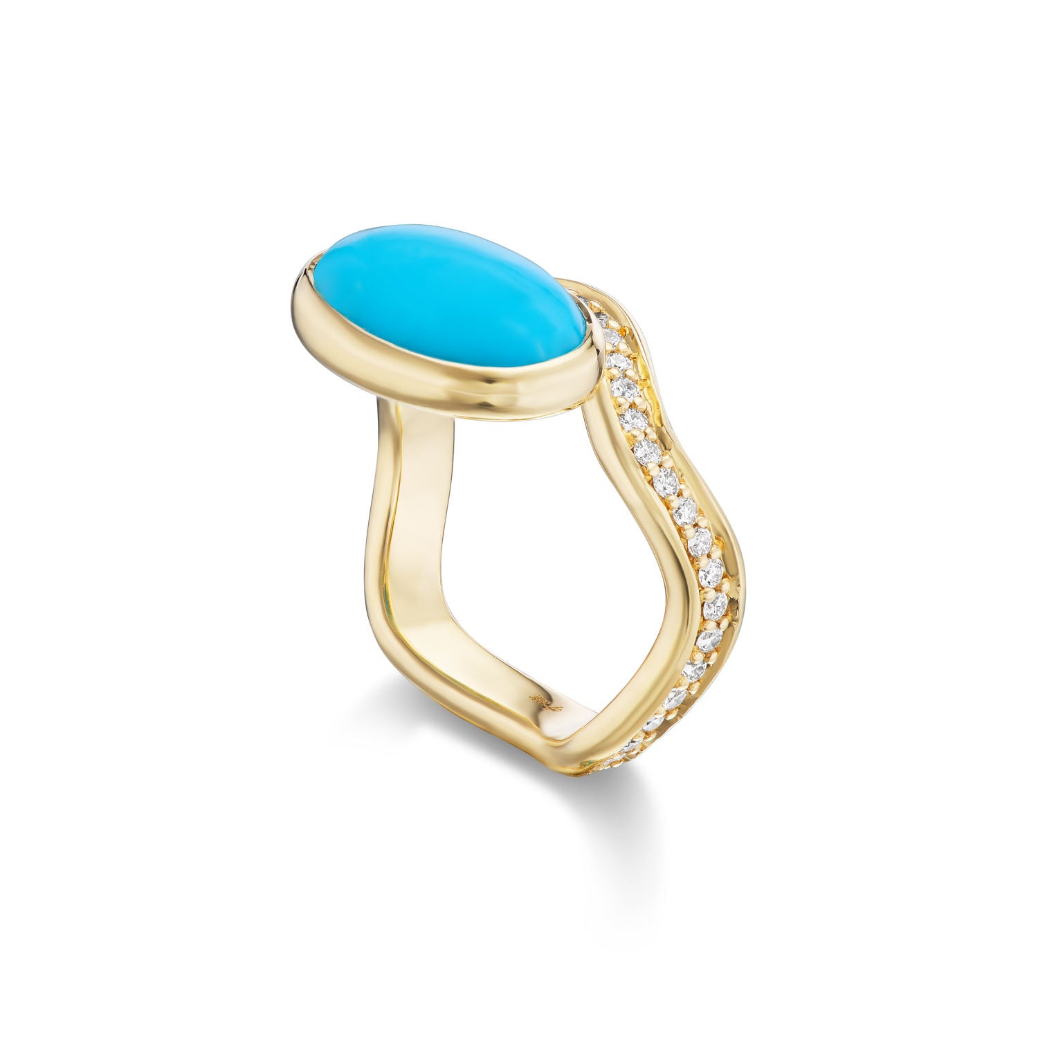 Turquoise & Diamond Curve Aurora Ring