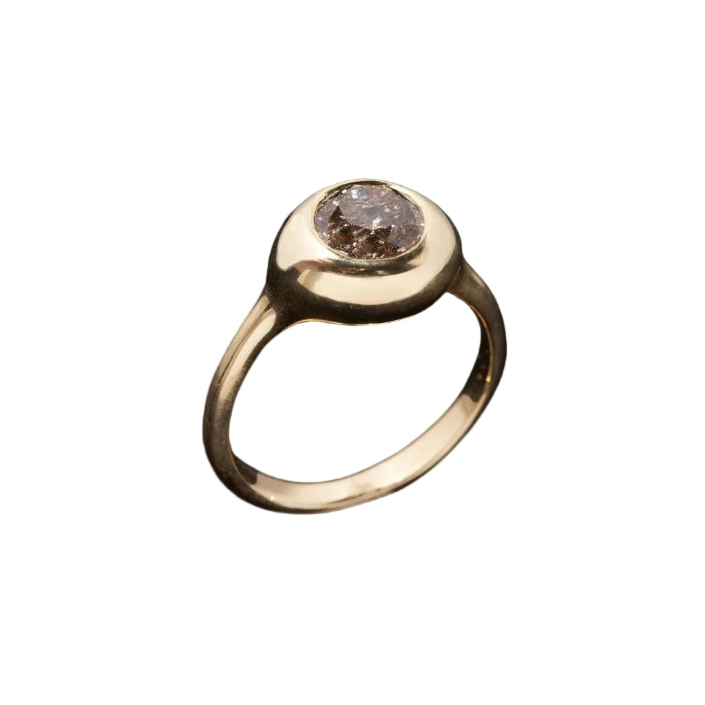 Champagne Desert Diamond Orb Ring in Yellow Gold