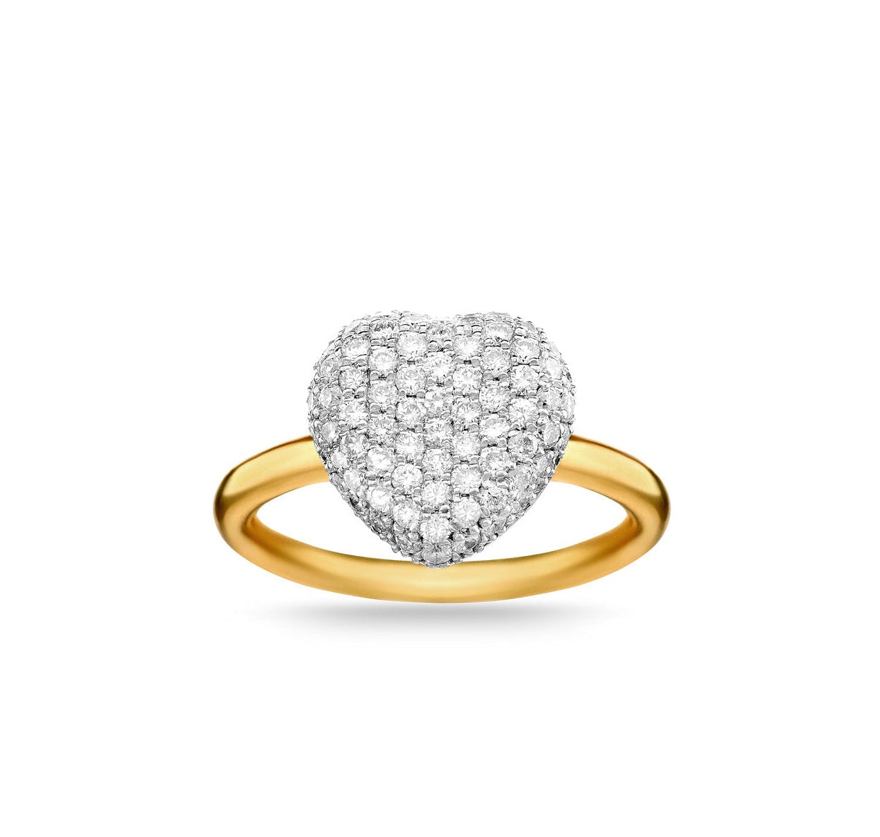Bella Large Pavé White Diamond Ring in Yellow Gold