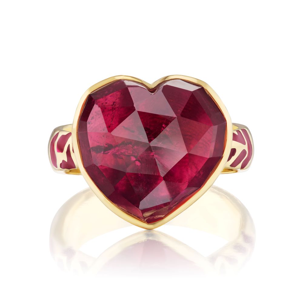 Pink Tourmaline Heart Ring