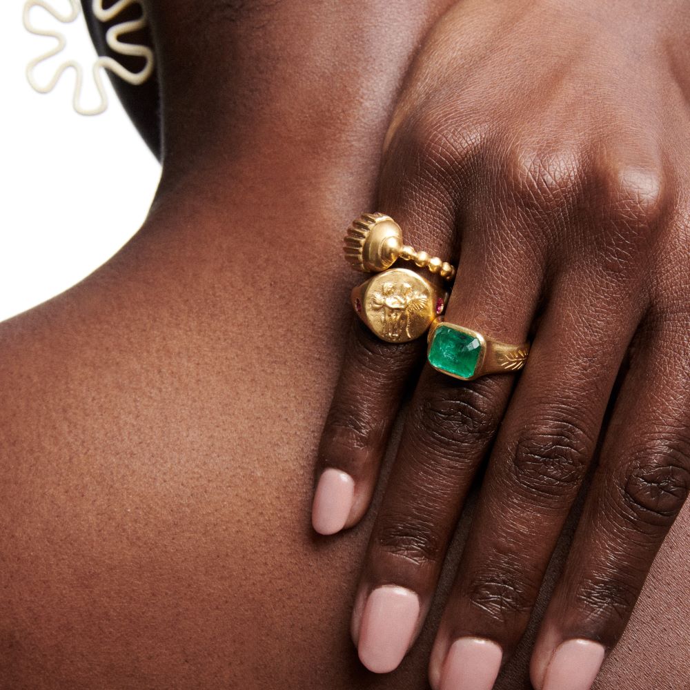 Emerald Olive Branch Ring
