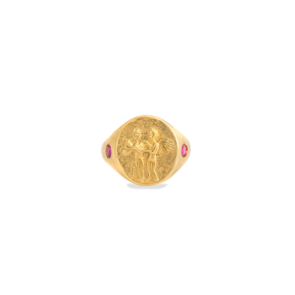 Pink Sapphire Eros & Psyche Signet Ring