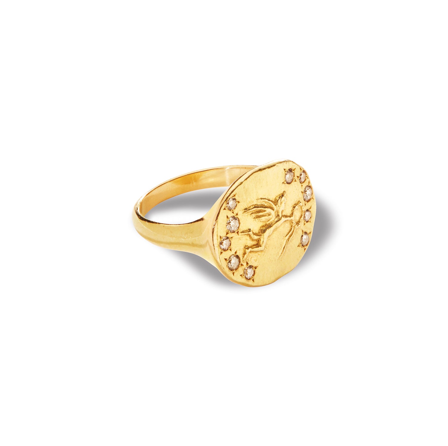 Greek Eros Ring with Champagne Diamonds