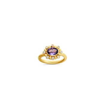 Tanzanite Flower Ring With Diamonds