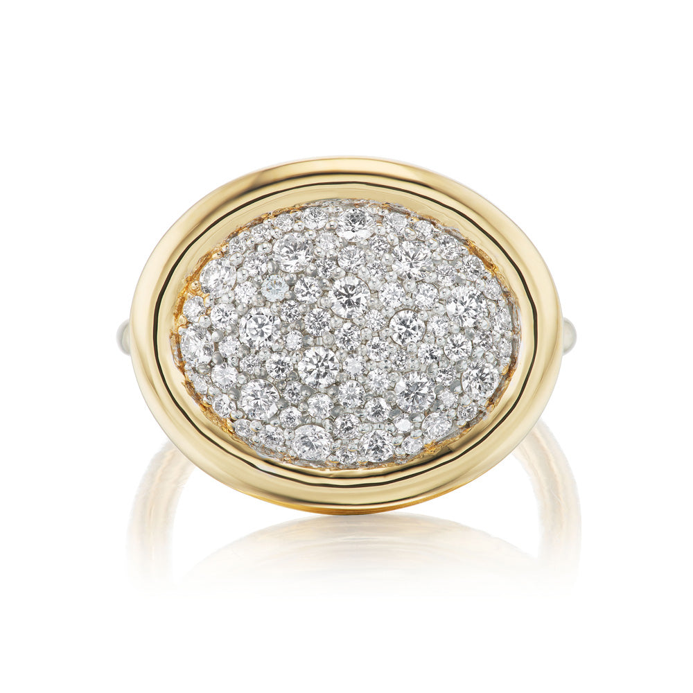 Gold Scuba Ring with Diamond Pavé