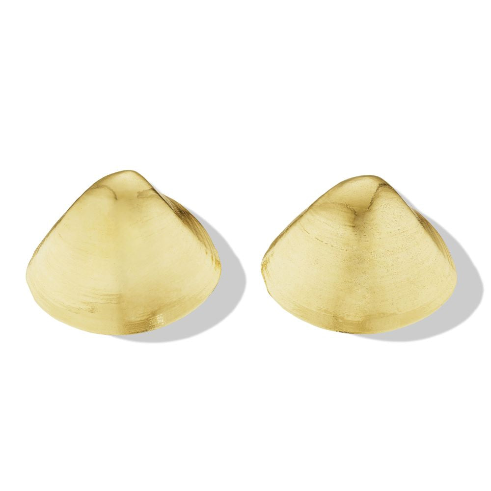 A pair of Cadar Smooth Shell Stud earrings on a white background.