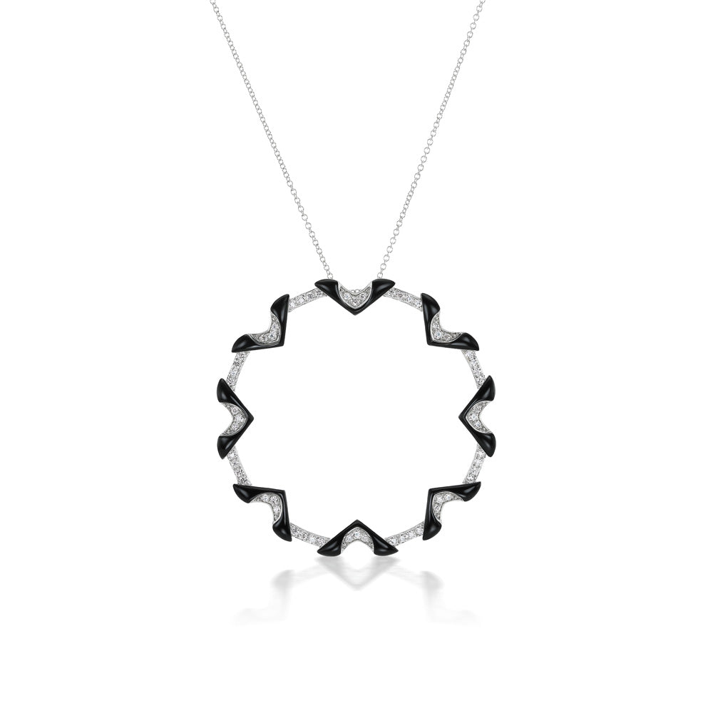 Black Hoop Pendant Necklace