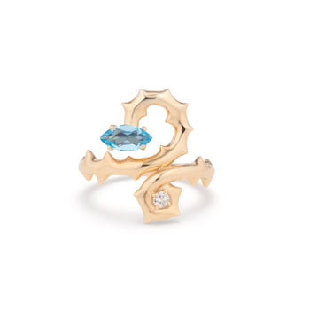 Blue Topaz Dragon Ring in Yellow Gold