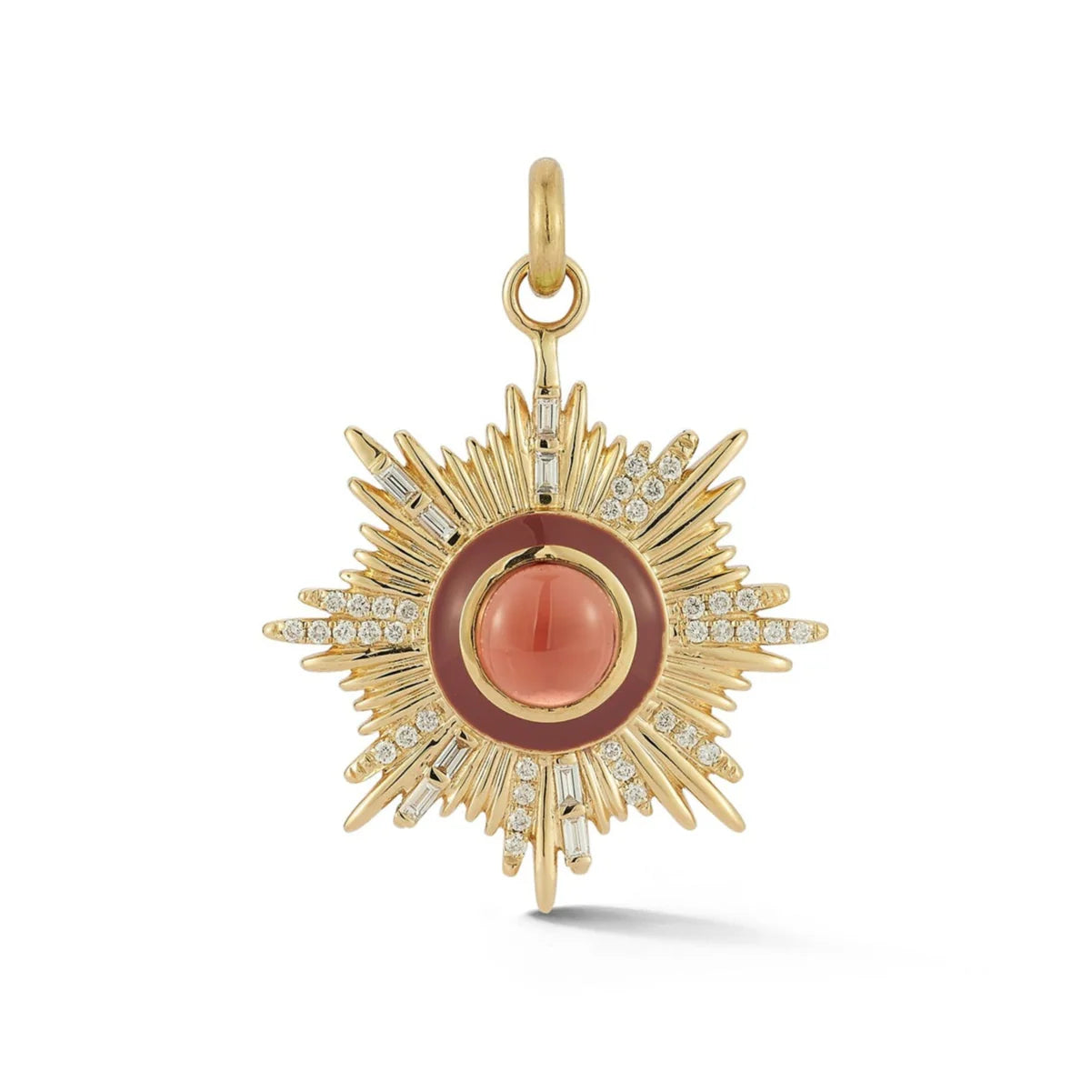 Garnet and Enamel Victoria Charm in Yellow Gold