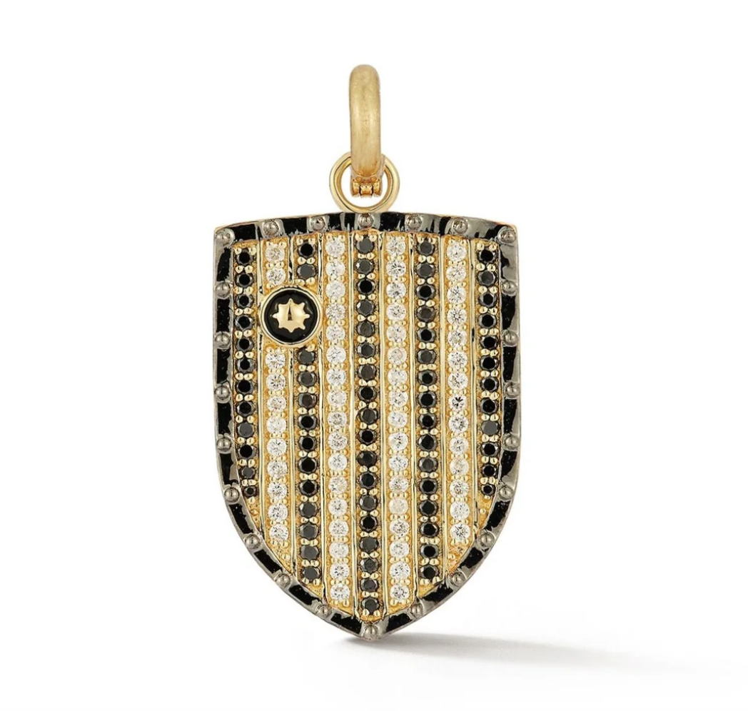 Black and White Diamond Walter Medallion in Yellow Gold