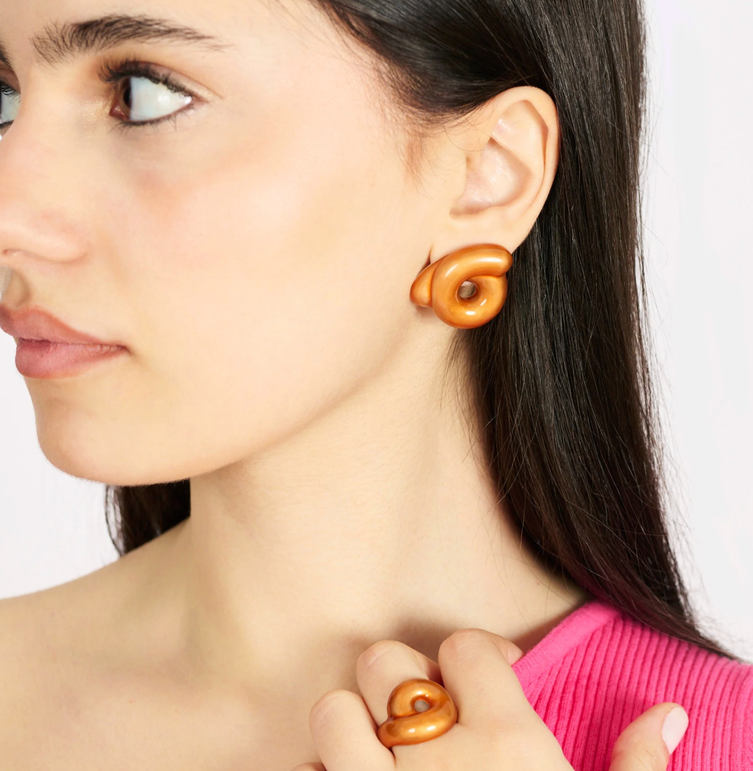 Savanna Orange Tarallo Earrings in Silver