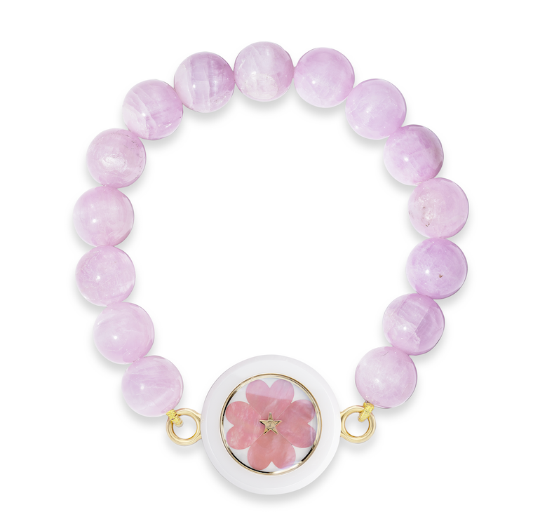 Kunzite Carpe Diem Beaded Bracelet in Titanium