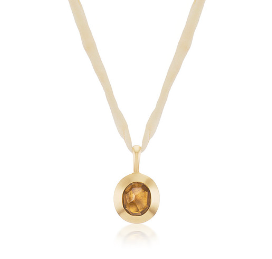 Citrine Seeds of Life Charm in Yellow Gold