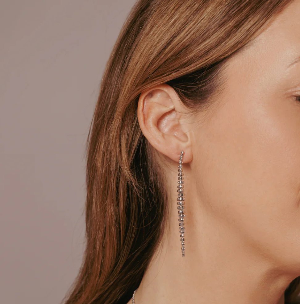 Jali breeze maxi drop chain earrings in white gold