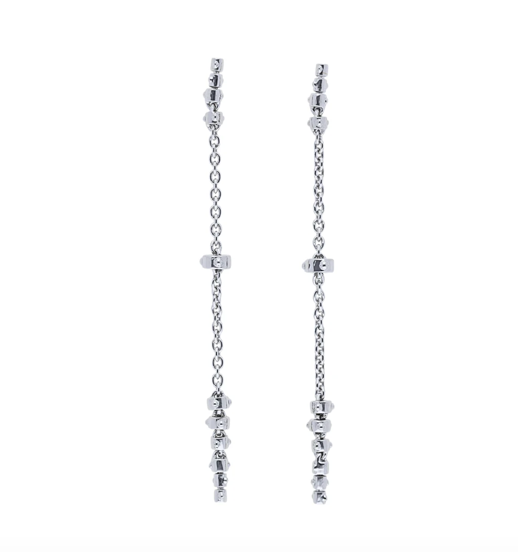 Jali breeze maxi drop chain earrings in white gold
