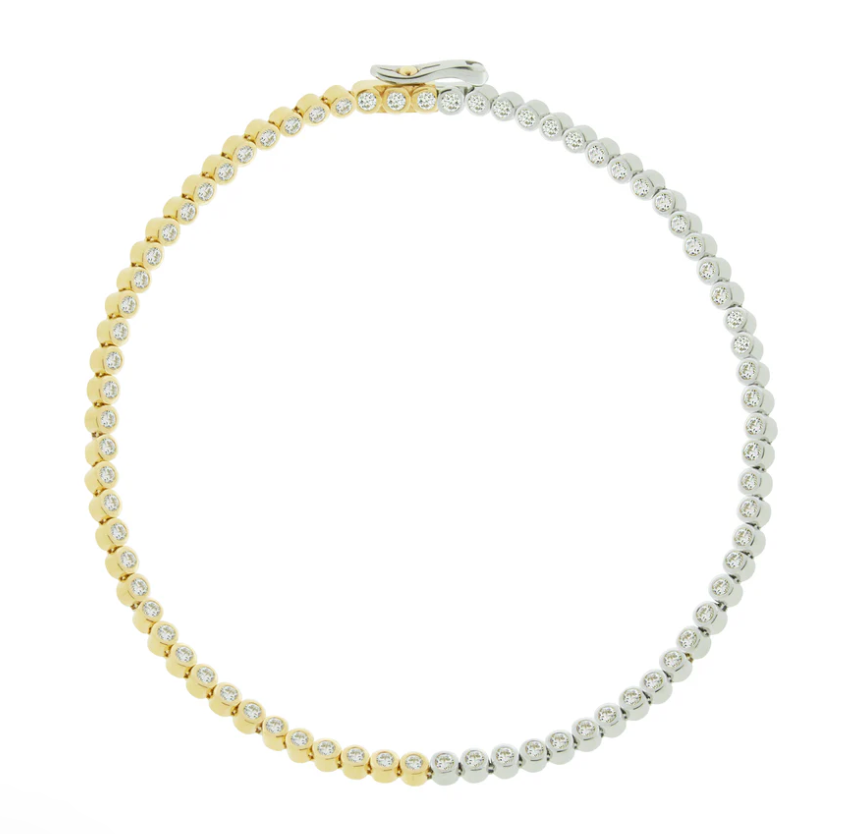 Two Tone Tennis Bracelet with white Diamonds