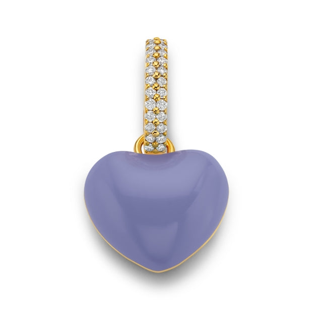 Purple Enamel Puffy Heart Pendant