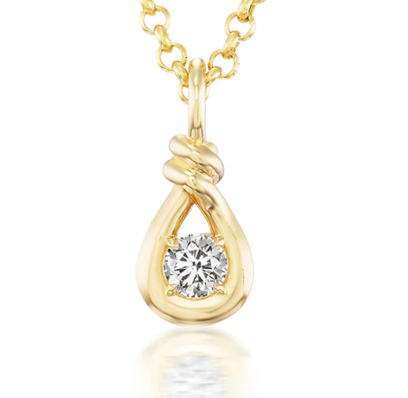 White Diamond Large Boa Charm in Yellow Gold