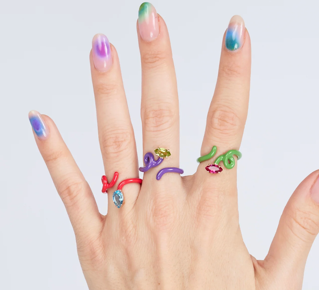 Purple Baby Tendril Vine Ring with Peridot