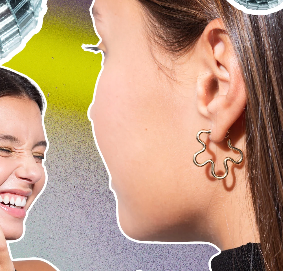 Flower Power Hoop Earrings in Yellow Gold