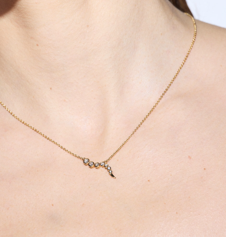 White Diamond Delphina Necklace in Yellow Gold
