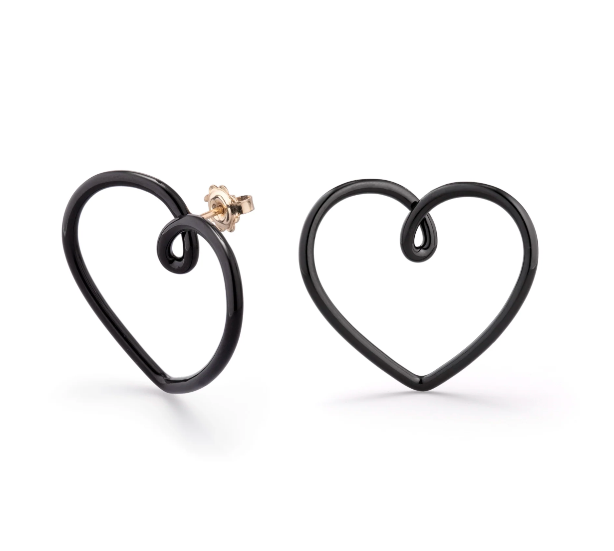 Black Enamel Big Love Earrings