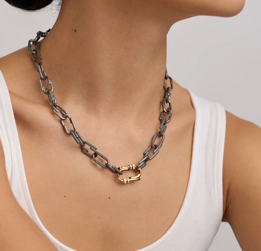 Grey Titanium and Yellow Gold Try Me Necklace