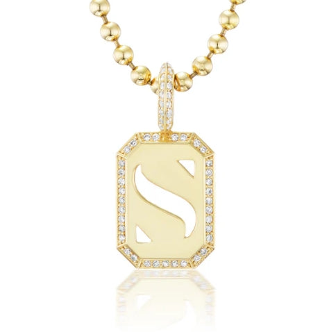 White Diamond Versa Tile Charm in Yellow Gold