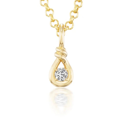 White Diamond Mini Boa Charm in Yellow Gold