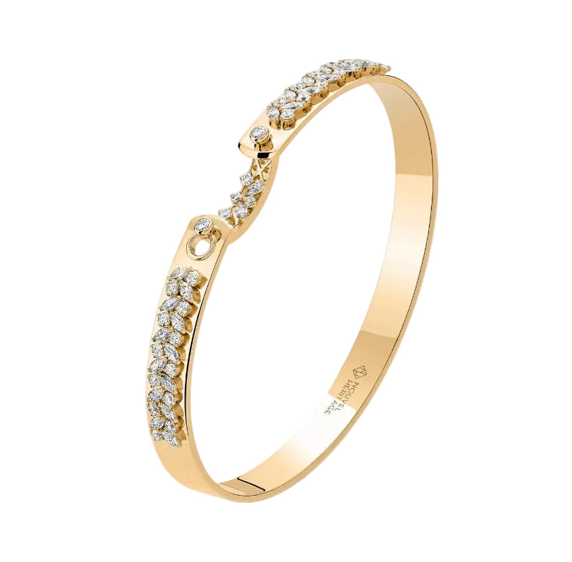 White Diamond Soiree Bangle in Yellow Gold