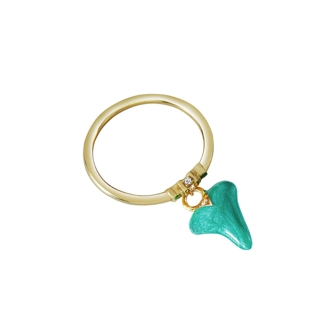 Sharkie Mint Enamel Charm Ring