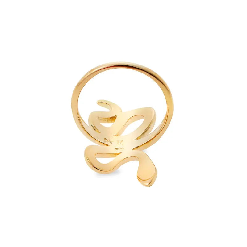 White Diamond Slither Snake Ring in Yellow Gold
