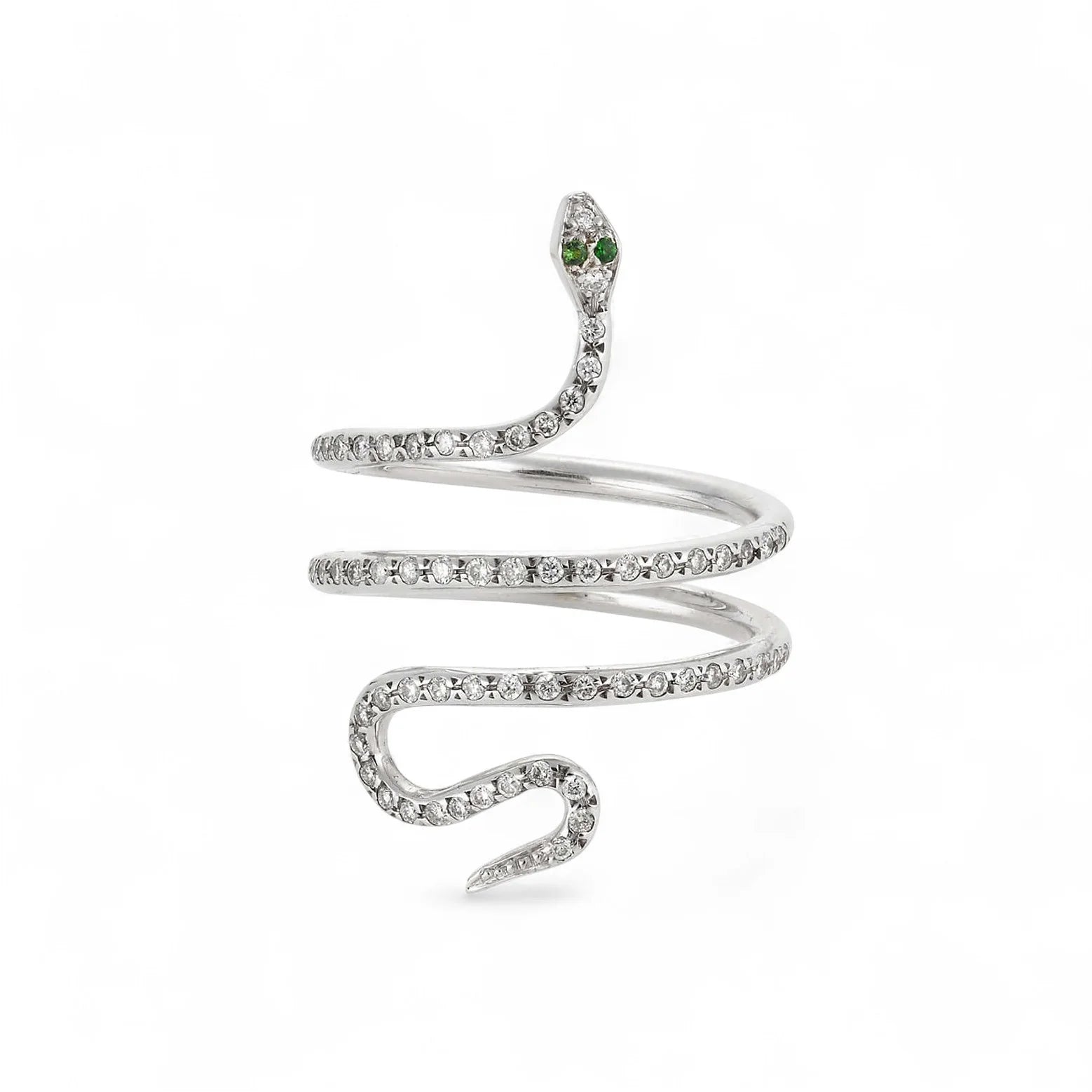 White Diamond Small Single Python Ring in White Gold