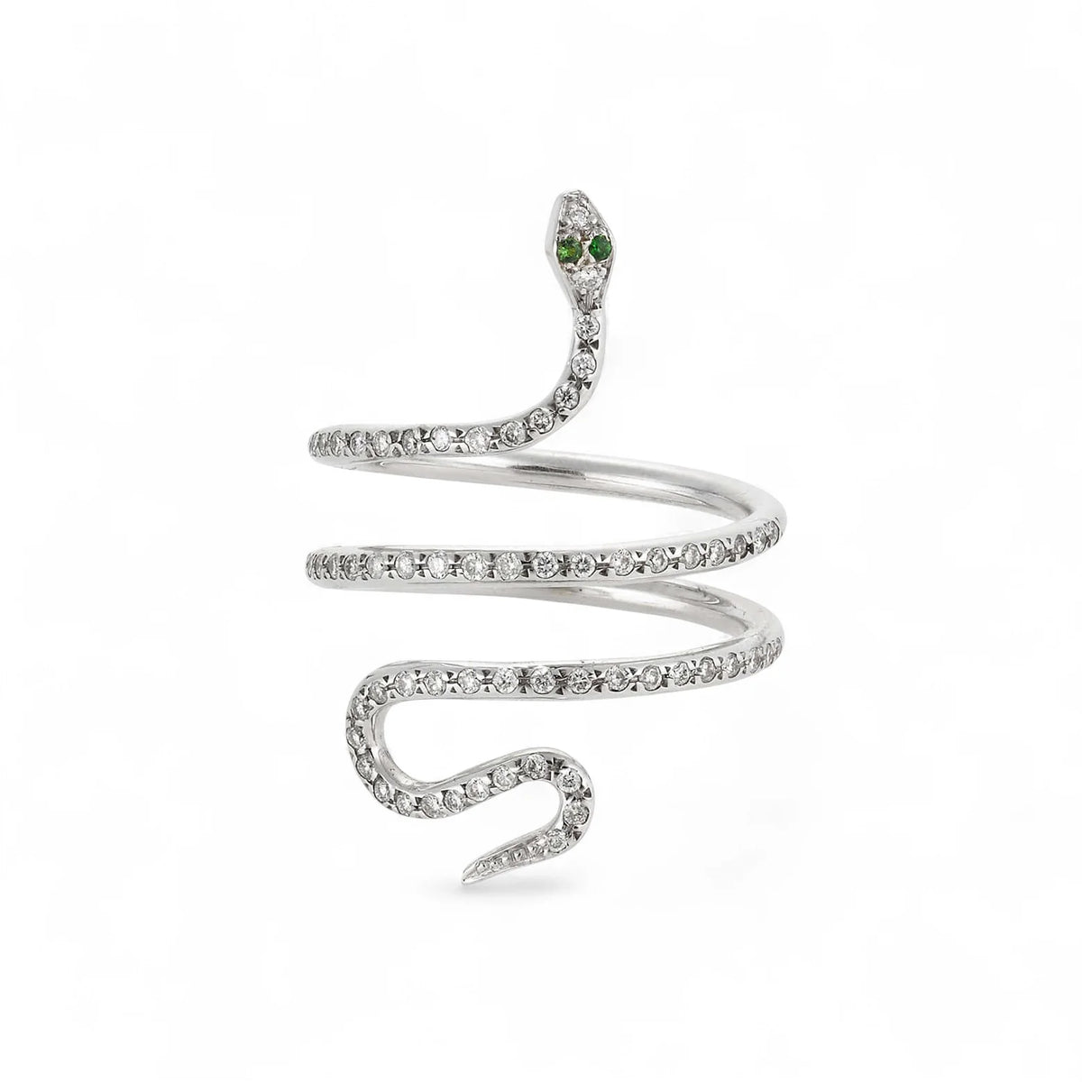 White Diamond Small Single Python Ring in White Gold