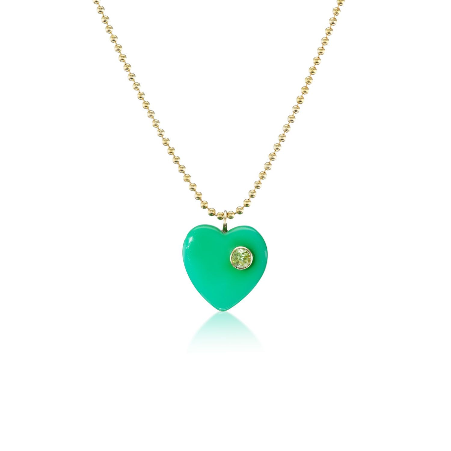 Peridot Bakelite Mini Heart Necklace