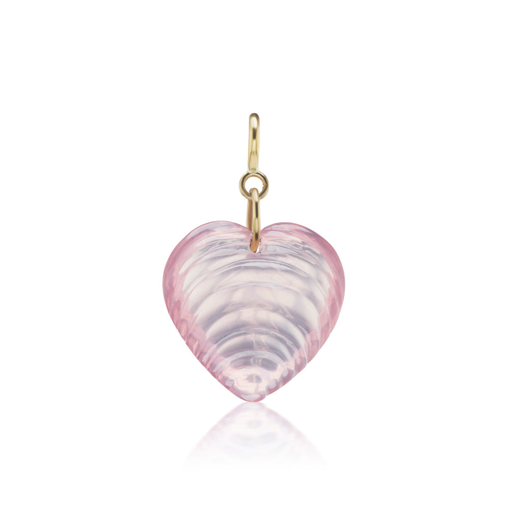 Rose Quartz Ripple Heart Charm