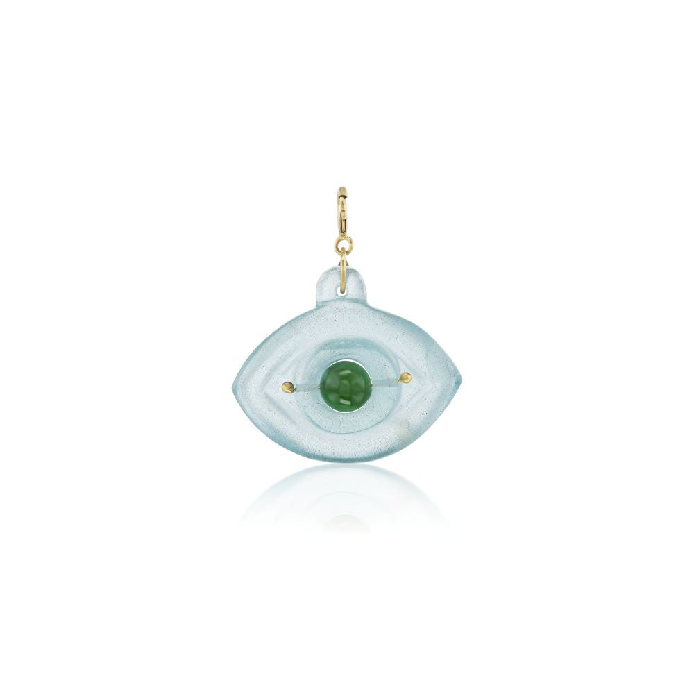 Aquamarine & Jade Stone Eye Charm