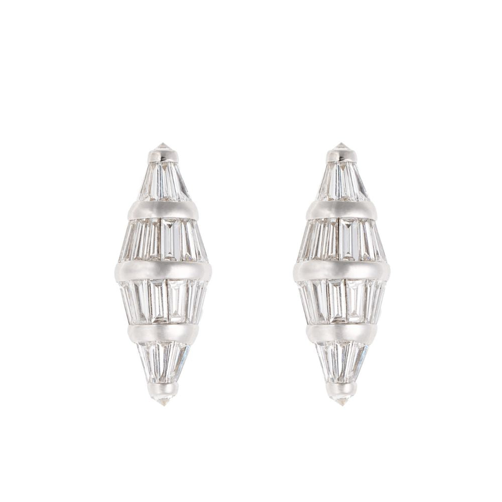 White Diamond Baguette Spectrum Revisited Large Stud in White Gold