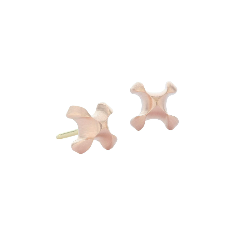 X Stud Earrings in Matte Rose Gold