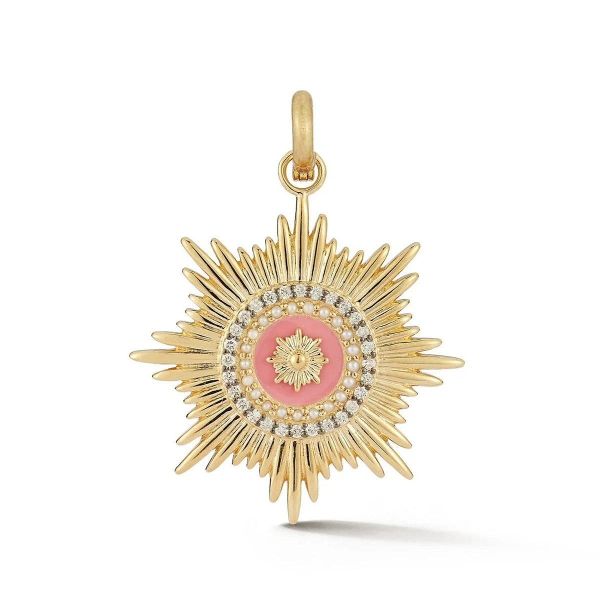 White Diamond and Enamel Vale Charm in Yellow Gold