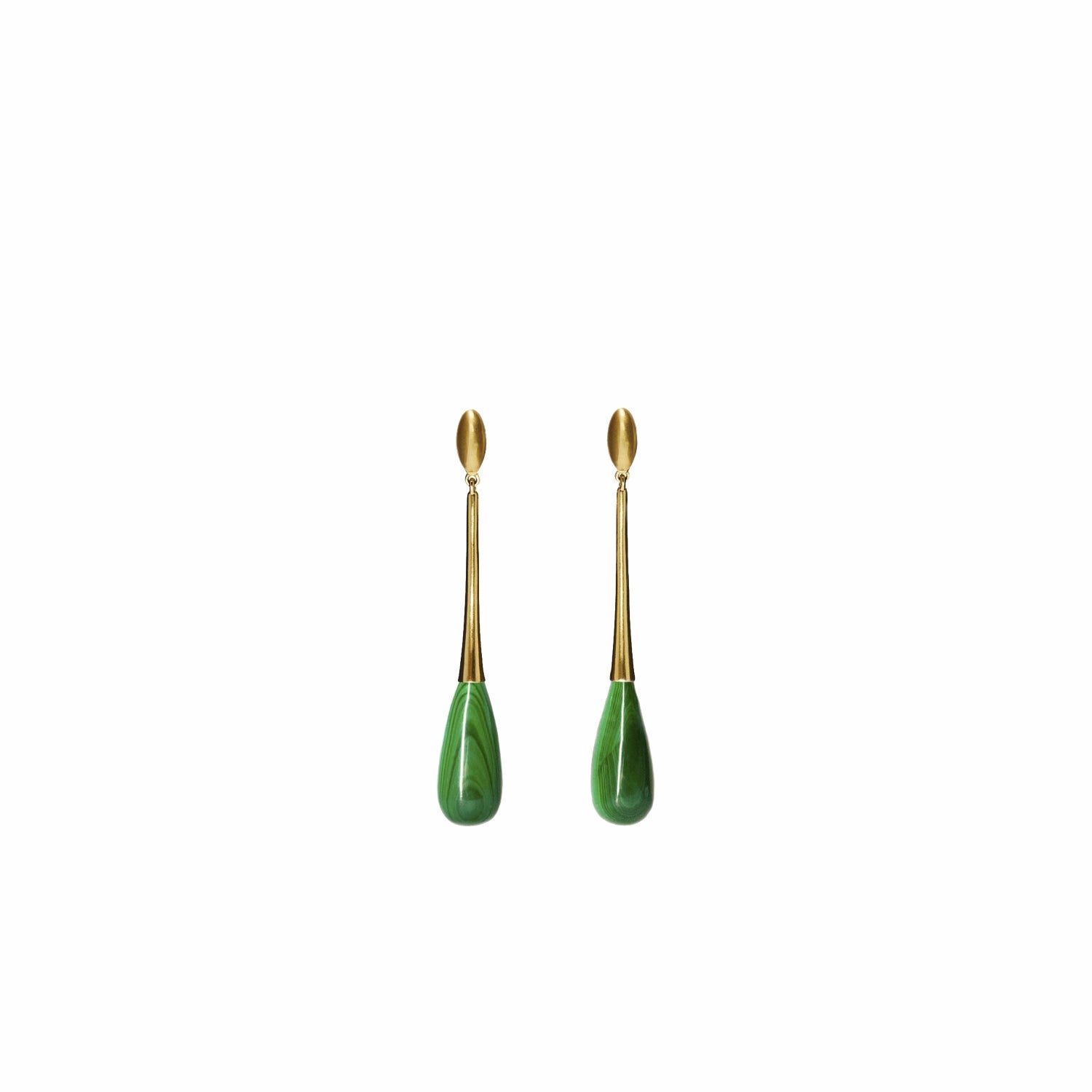 Malachite Drop Earrings in Yellow Gold