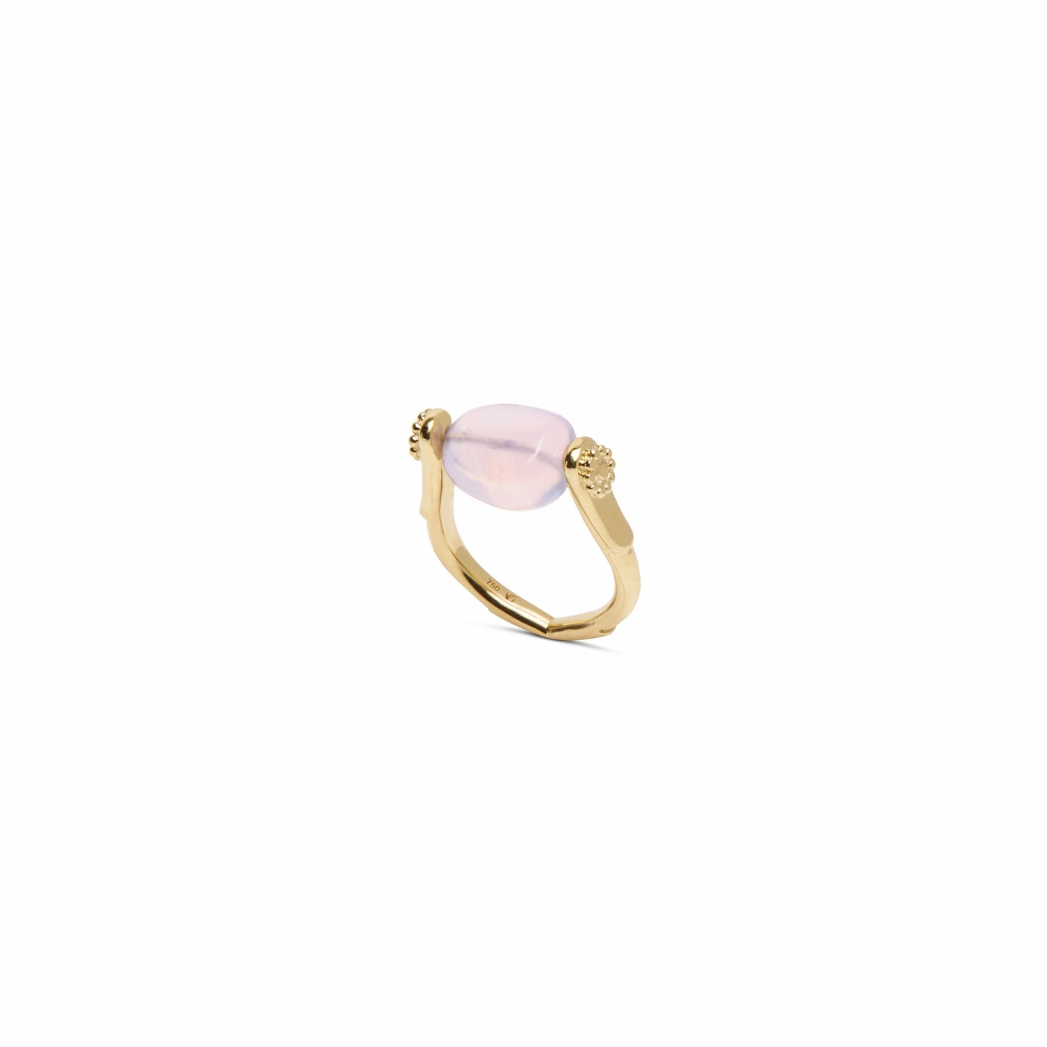 Lavender Quartz Single Stone Tumbler Ring in Yellow Gold