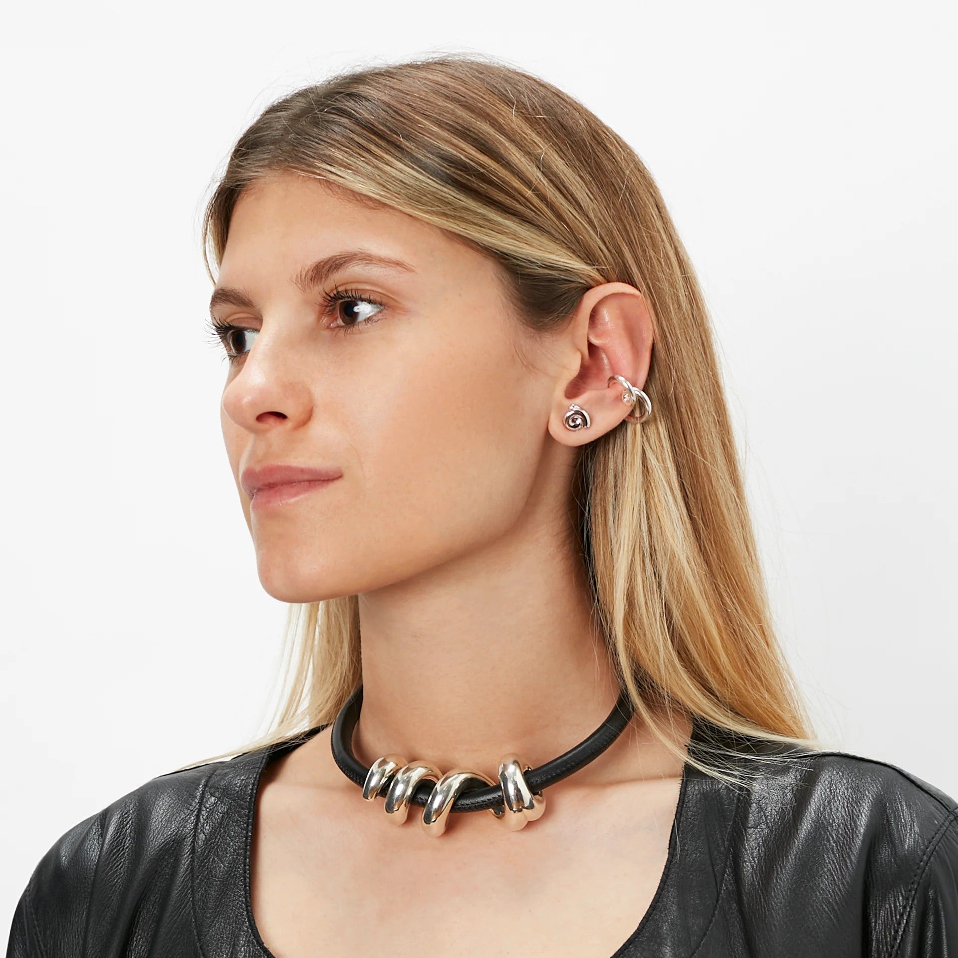 Black Leather Maxi Vine Necklace