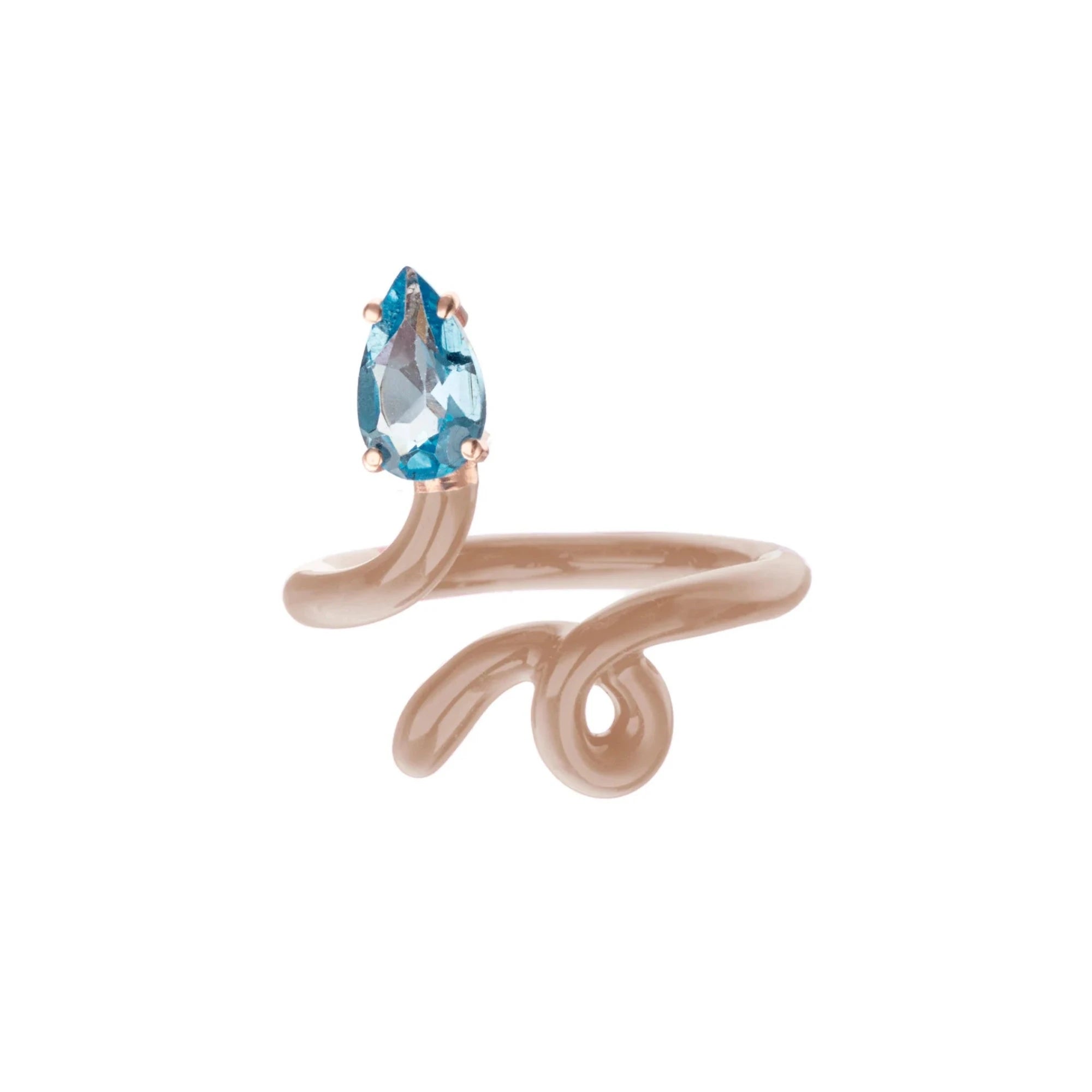Taupe & Topaz Drop Baby Vine Tendril Ring