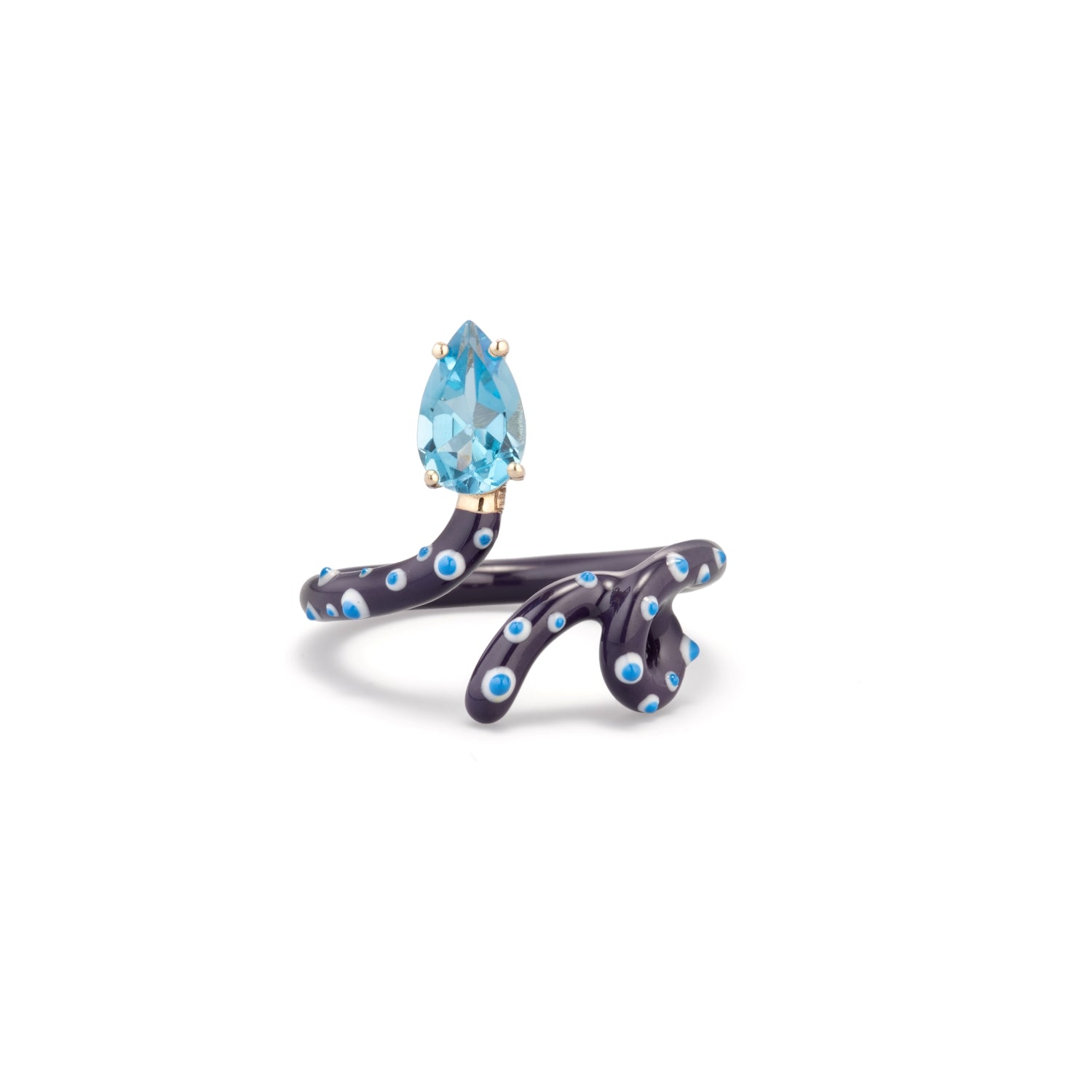 Baby Vine Topaz Evil Eye Tendril Ring in Deep Purple
