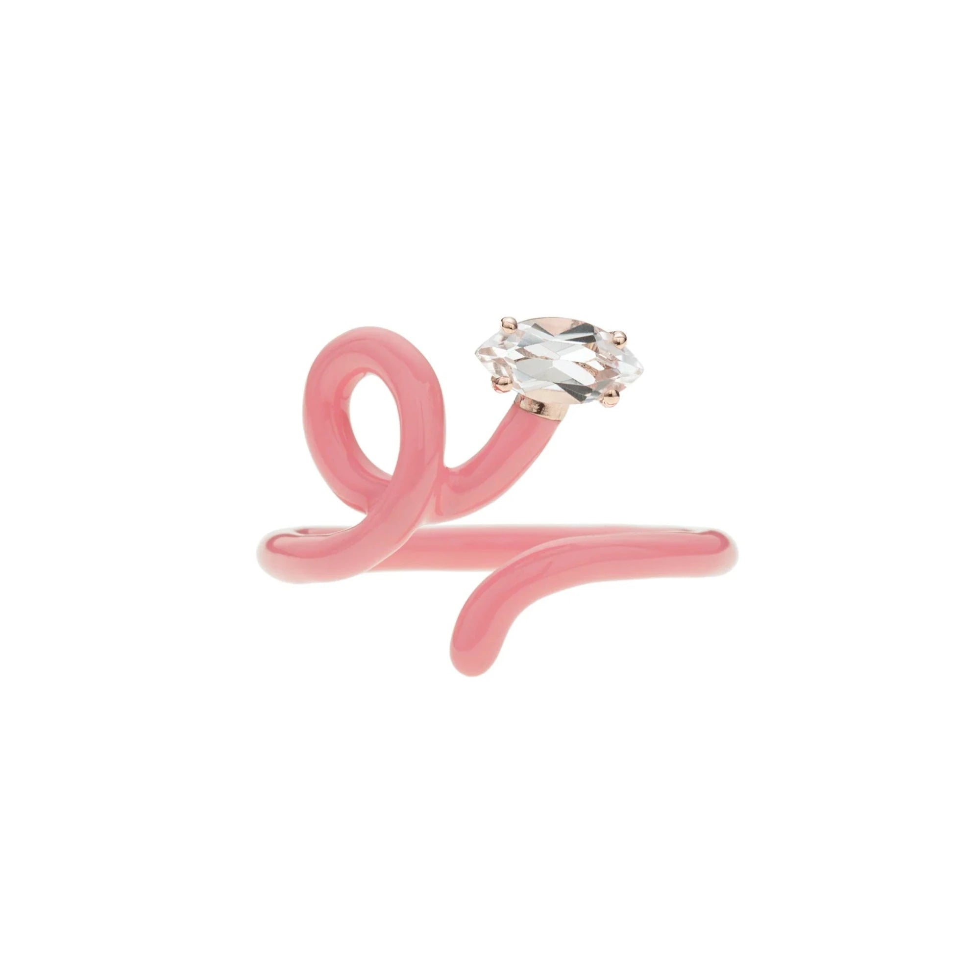 Pink & Crystal Marquise Baby Vine Tendril Ring