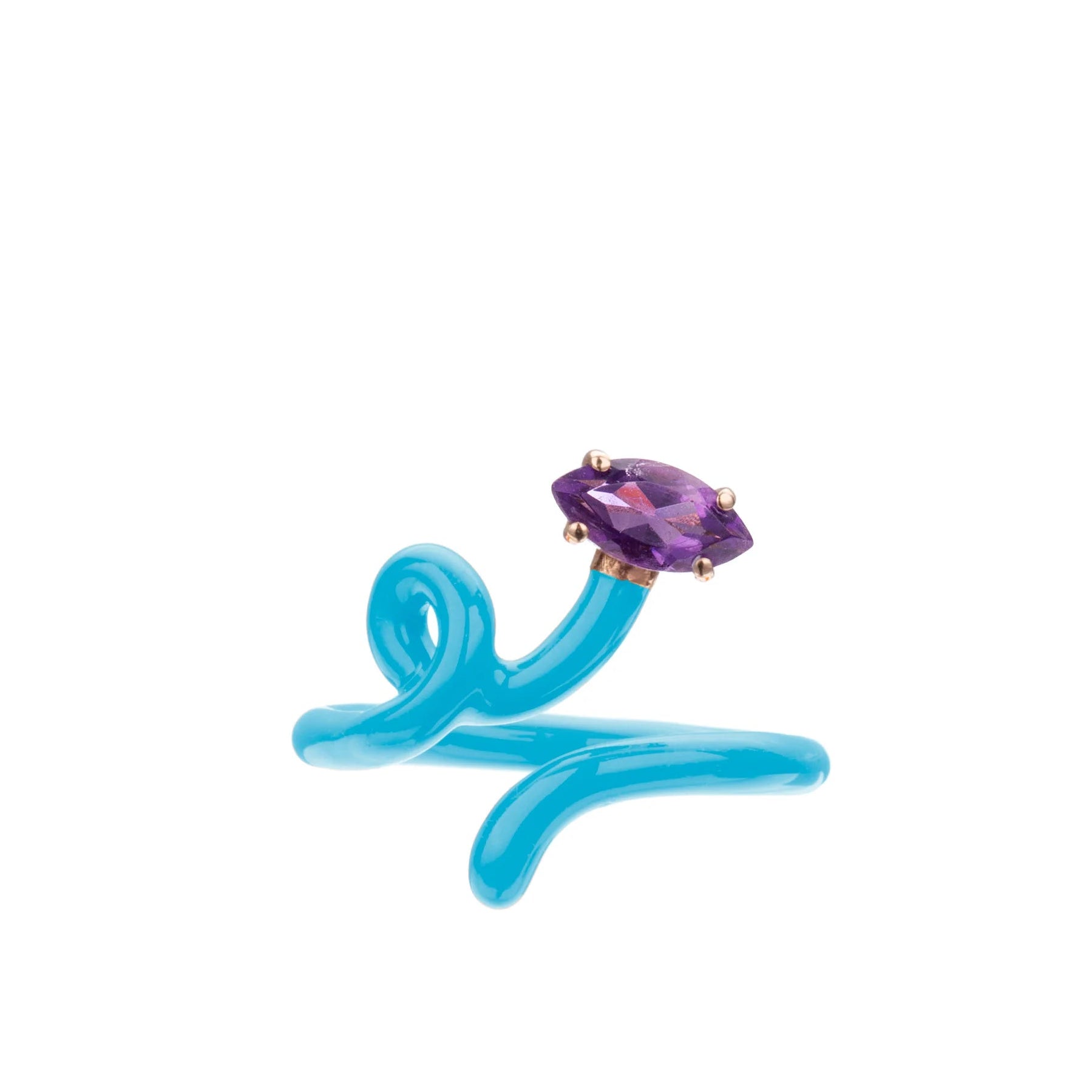 Capri Blue Baby Vine Tendril Ring with Amethyst