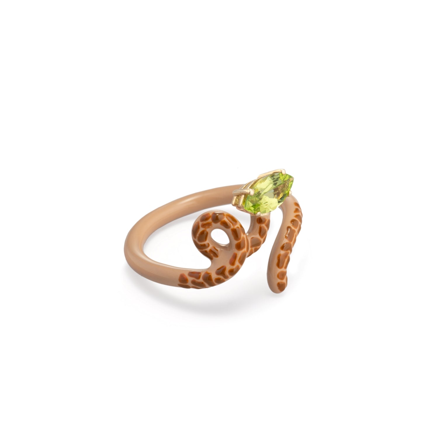 Baby Vine Peridot & Giraffe Print Tendril Ring